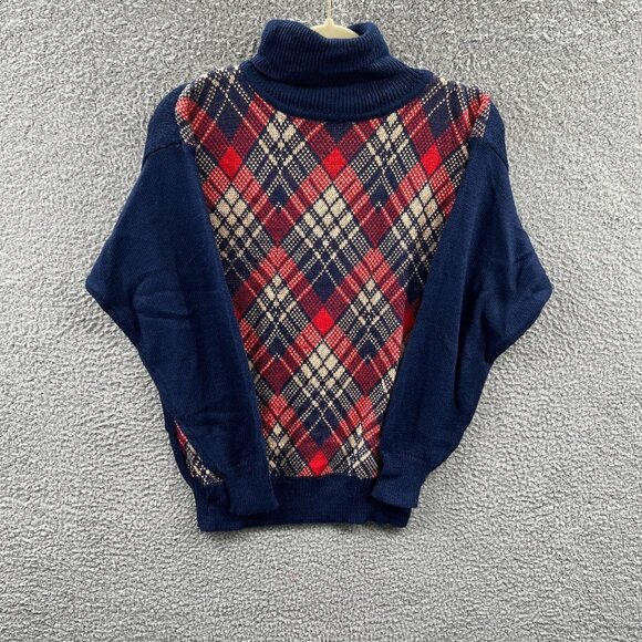 Country Suburbans Turtleneck Sweater Womens Medium Argyle‎ Preppy Academia Knit - Picture 1 of 9
